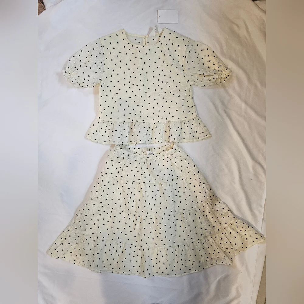 NWT H&M Tiered Skirt And Top- Polka-dot- Size 6x and 7
